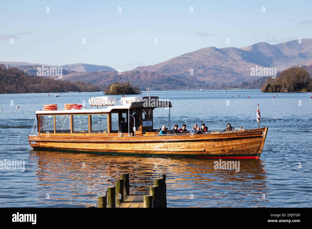 2nd April  2023 .UK Weather  Lake Windermere  Sunny afternoon brings out boats of all sizes to make the most of the weather  The Queen of the Lake that went to London   for the Queens  Jubilee Pageant on the Thames  Credit: Gordon Shoosmith/ Live News Stock Photo