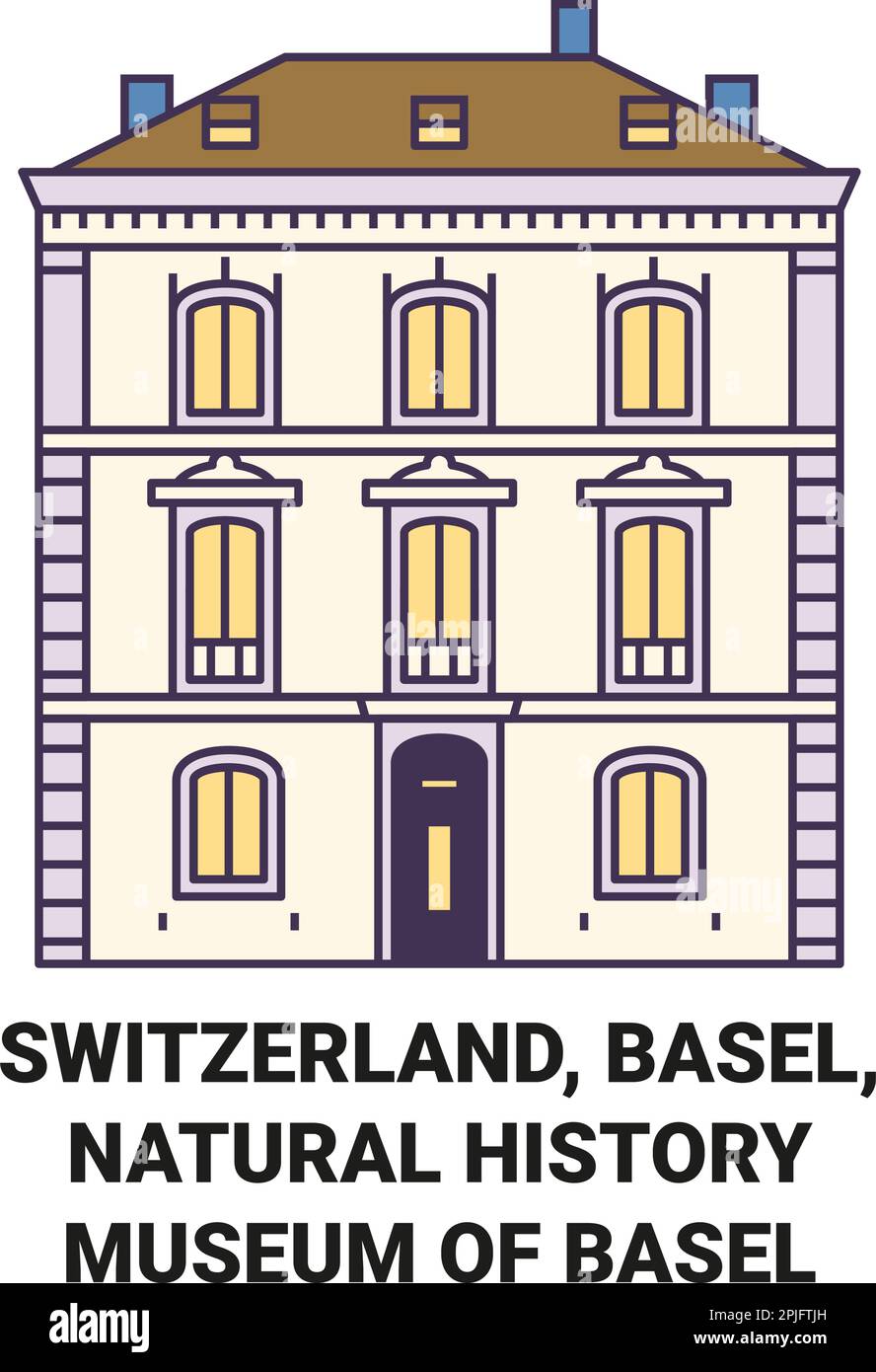 Switzerland, Basel, Natural History Museum Of Basel travel landmark vector illustration Stock