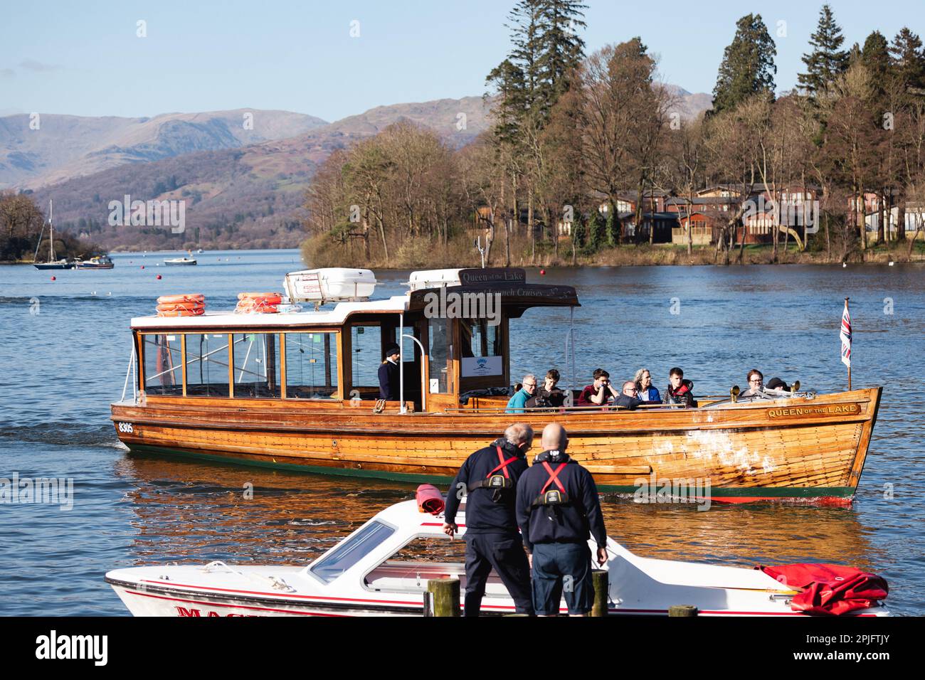 2nd April  2023 .UK Weather  Lake Windermere  Sunny afternoon brings out boats of all sizes to make the most of the weather  The Queen of the Lake that went to London   for the Queens  Jubilee Pageant on the Thames  Credit: Gordon Shoosmith/ Live News Stock Photo