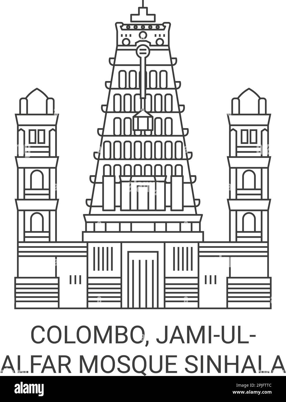 Sri Lanka, Colombo, Jamiul, Alfar Mosque Sinhala travel landmark vector