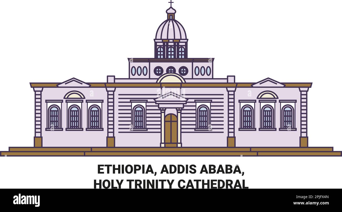 Ethiopia, Addis Ababa, Cathedral travel landmark vector illustration Stock Vector