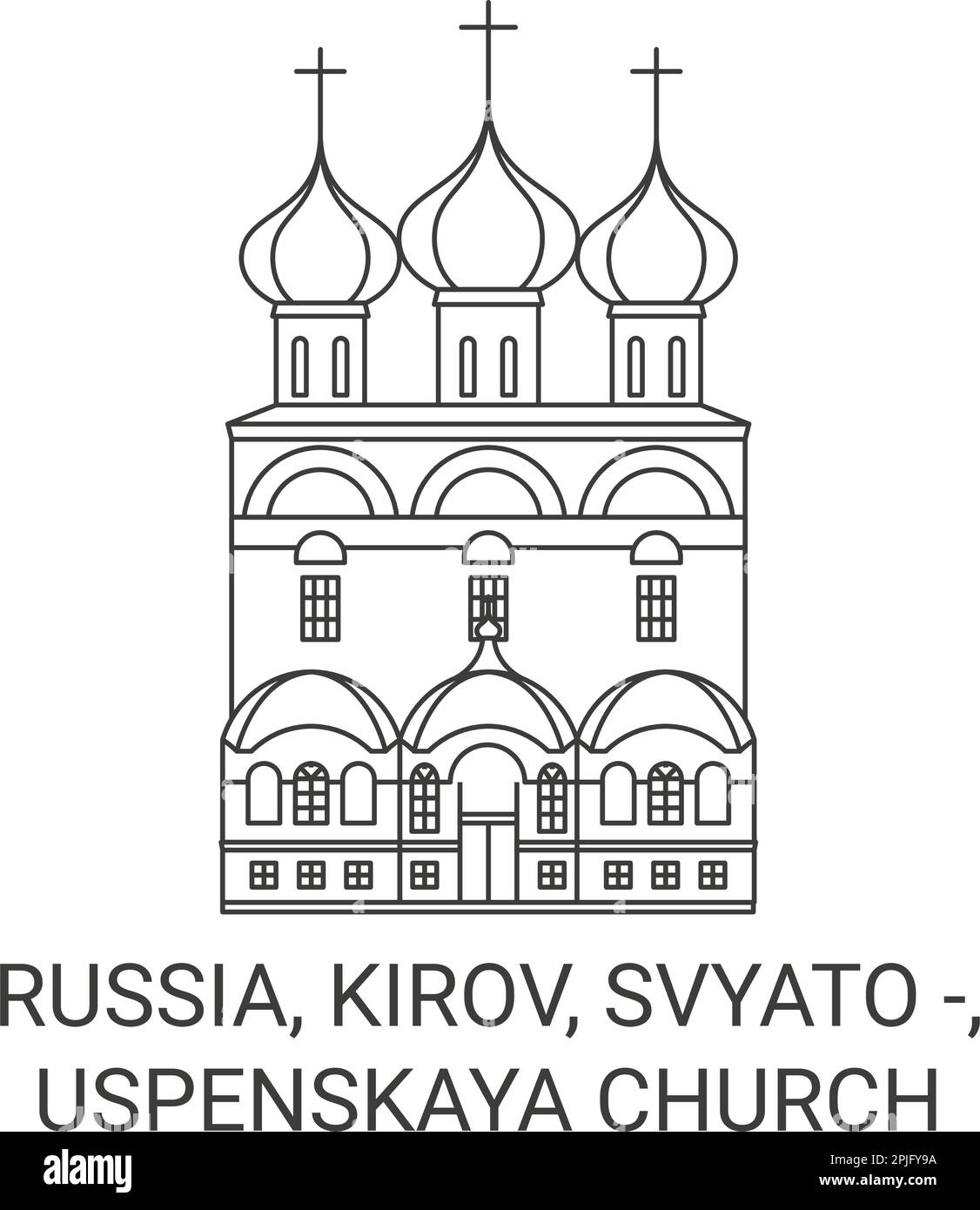 Russia, Kirov, Svyato , Uspenskaya Church travel landmark vector ...