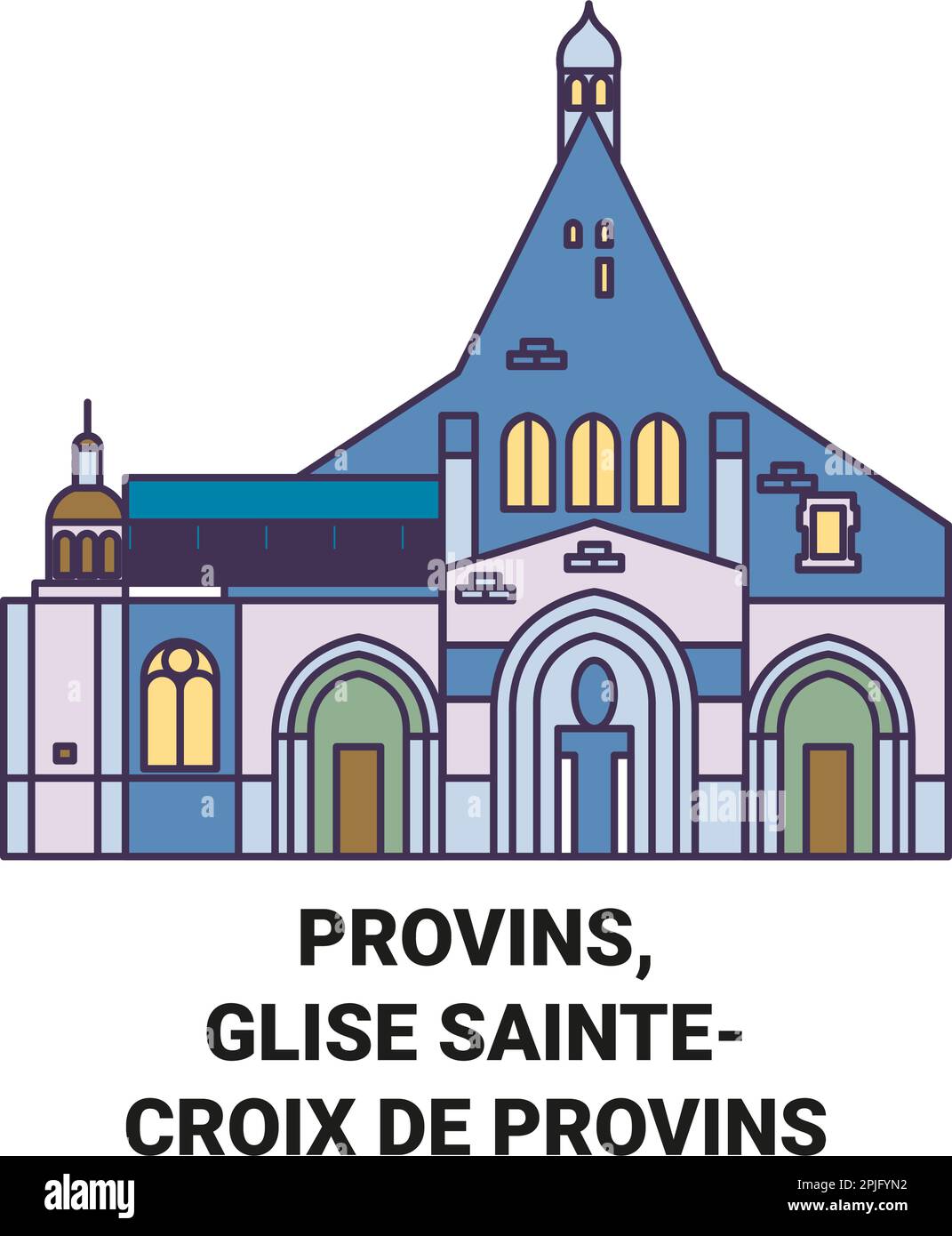 France, Provins, Glise Saintecroix De Provins travel landmark vector illustration Stock Vector