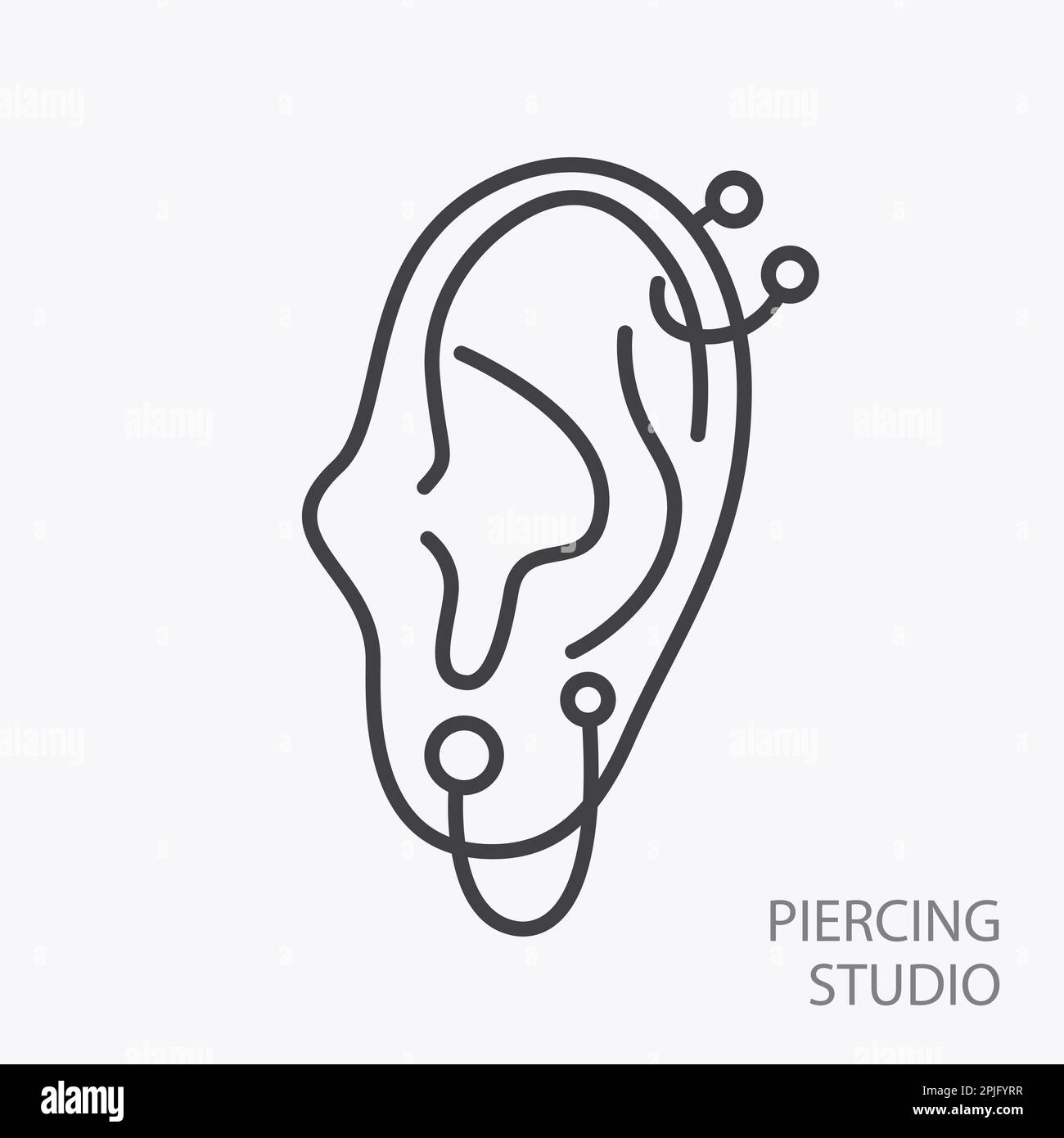 Piercing Studio Logo Earrings. Pierced Ear Icon Stock Vector