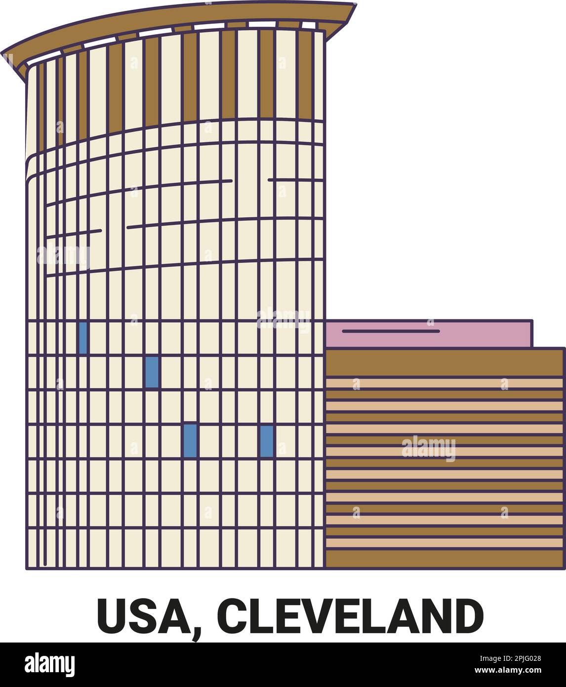 Usa, Cleveland, travel landmark vector illustration Stock Vector Image