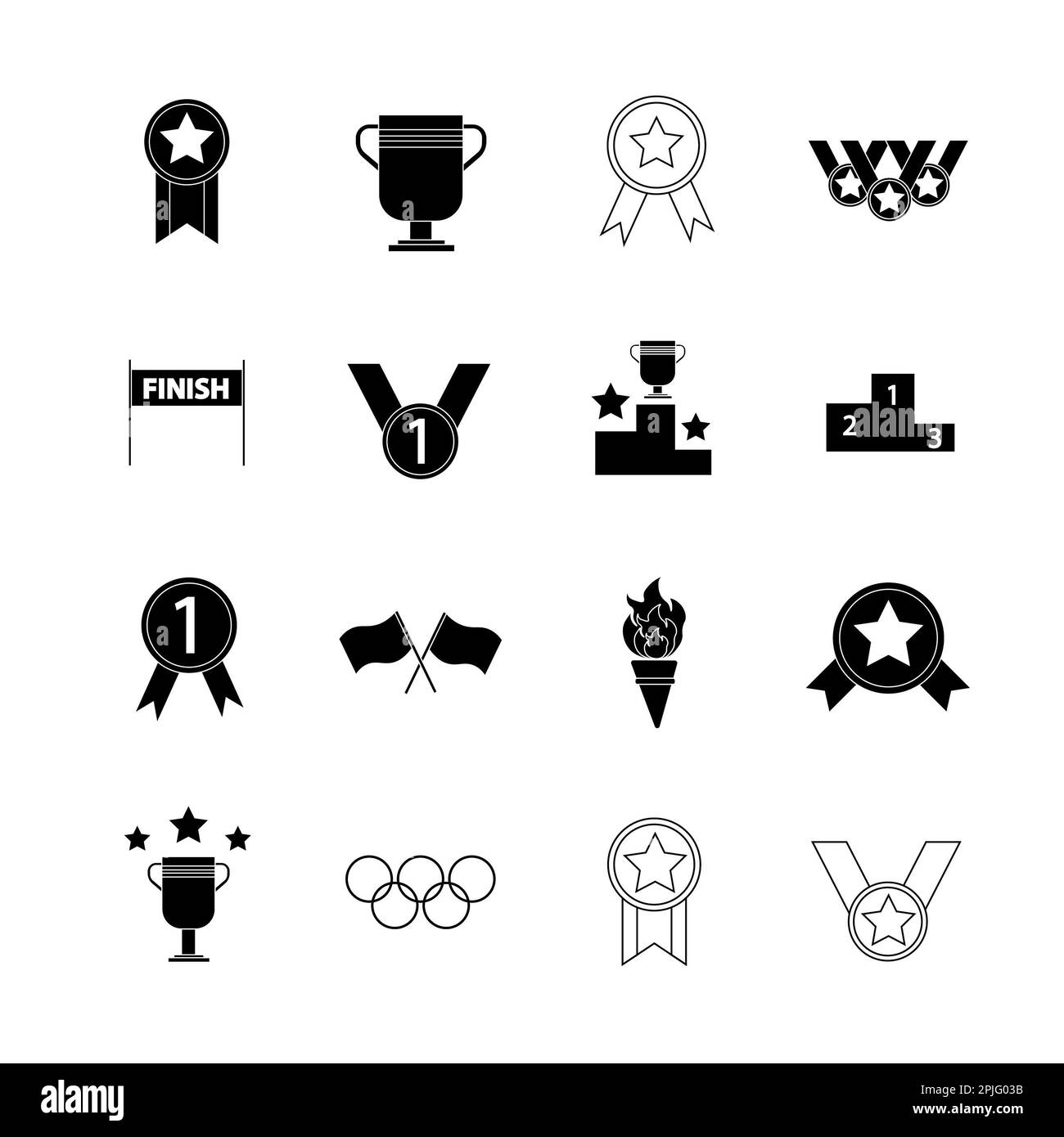 Collection of icons with different awards in simple design Stock Photo
