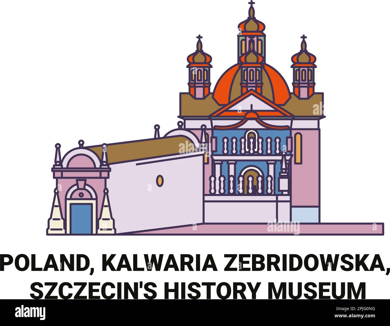 Poland, Kalwaria Zebridowska, Szczecin's History Museum travel landmark vector illustration Stock Vector