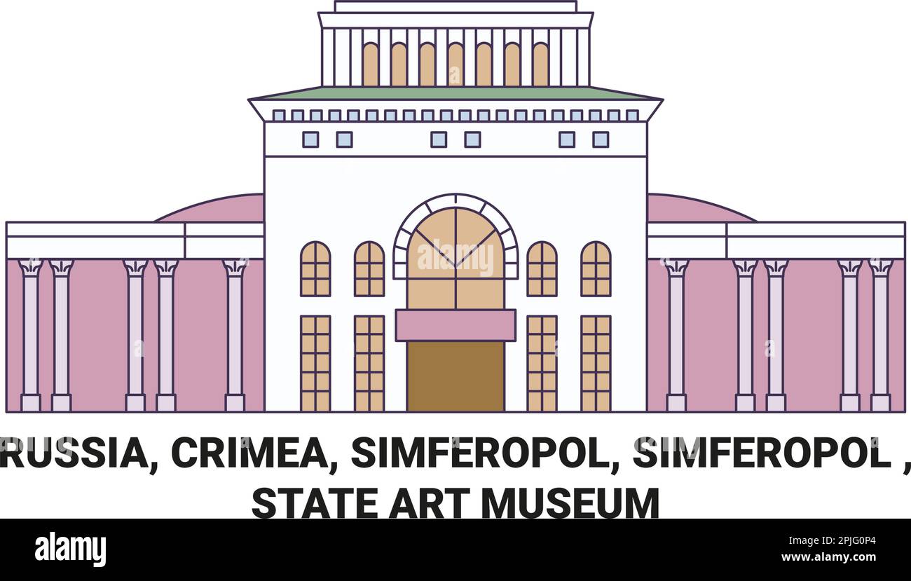 Russia, Crimea, Simferopol, Simferopol , State Art Museum travel landmark vector illustration Stock Vector