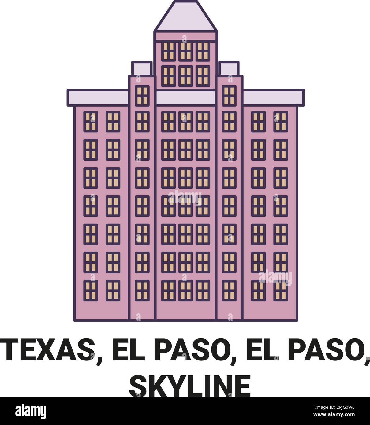 United States, Texas, El Paso, El Paso, Skyline travel landmark vector ...