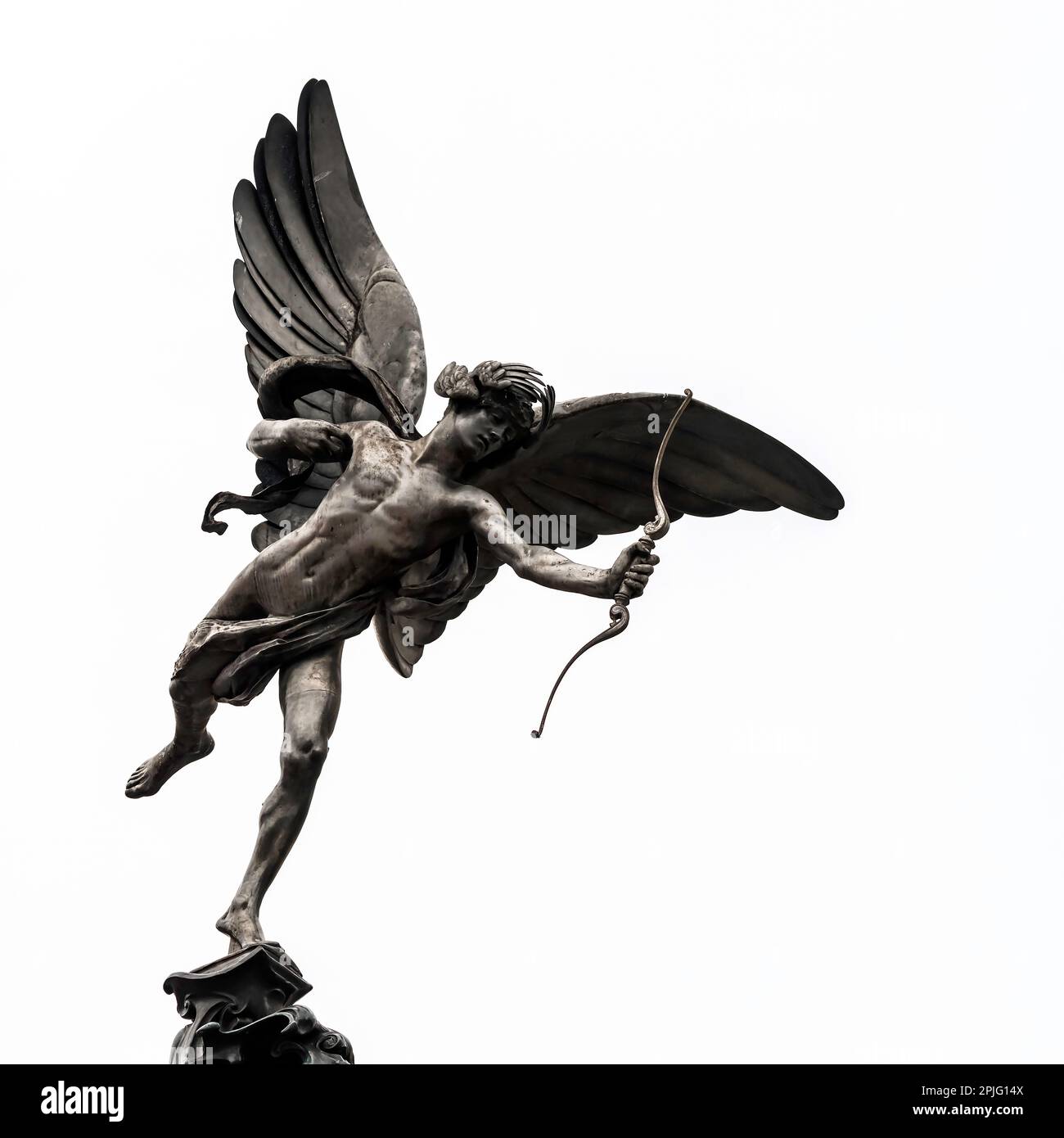 The statue of Anteros on the Shaftesbury Memorial Fountain (popularly but incorrectly known as Eros) at Piccadilly Circus. Stock Photo