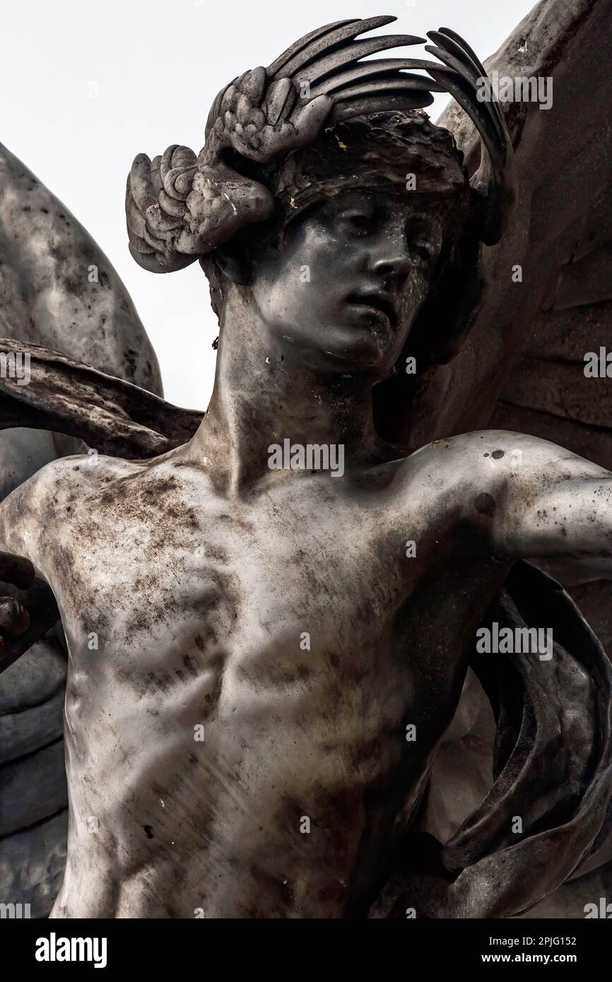 The statue of Anteros on the Shaftesbury Memorial Fountain (popularly but incorrectly known as Eros) at Piccadilly Circus. Stock Photo