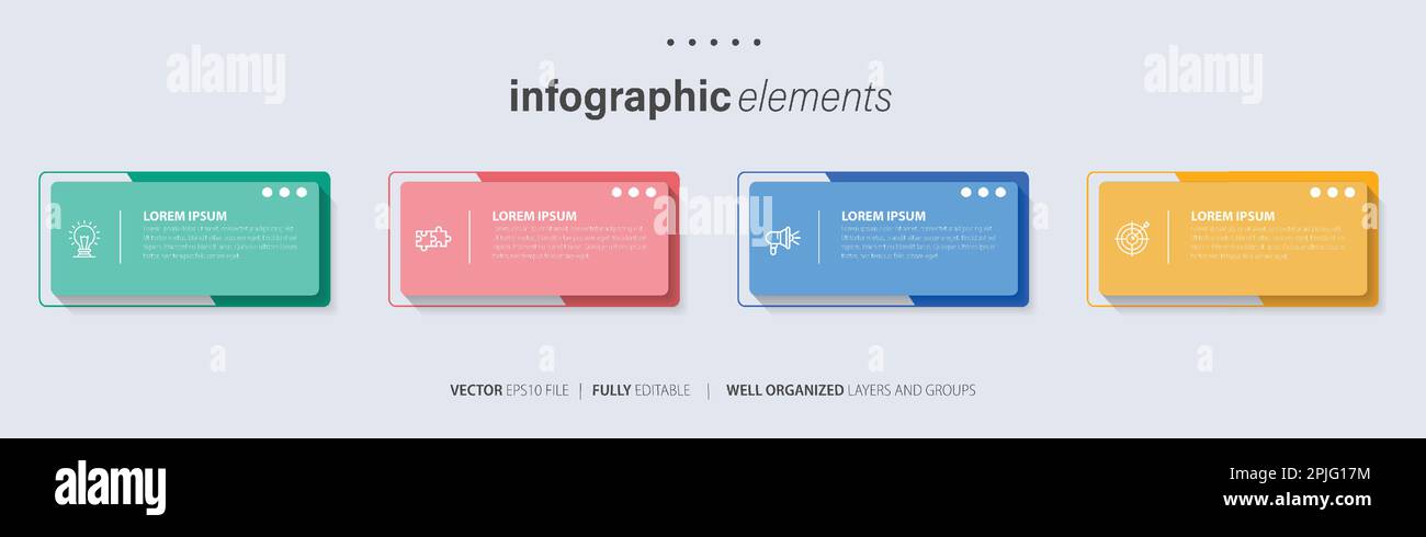 Business data visualization. Process chart. Abstract elements of graph, diagram with steps, options, parts or processes Stock Vector