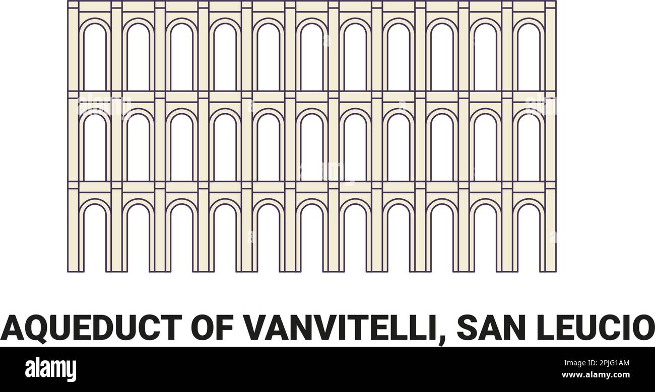 Italy, Aqueduct Of Vanvitelli, San Leucio travel landmark vector illustration Stock Vector