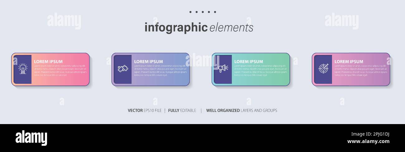 Business data visualization. Process chart. Abstract elements of graph, diagram with steps, options, parts or processes Stock Vector