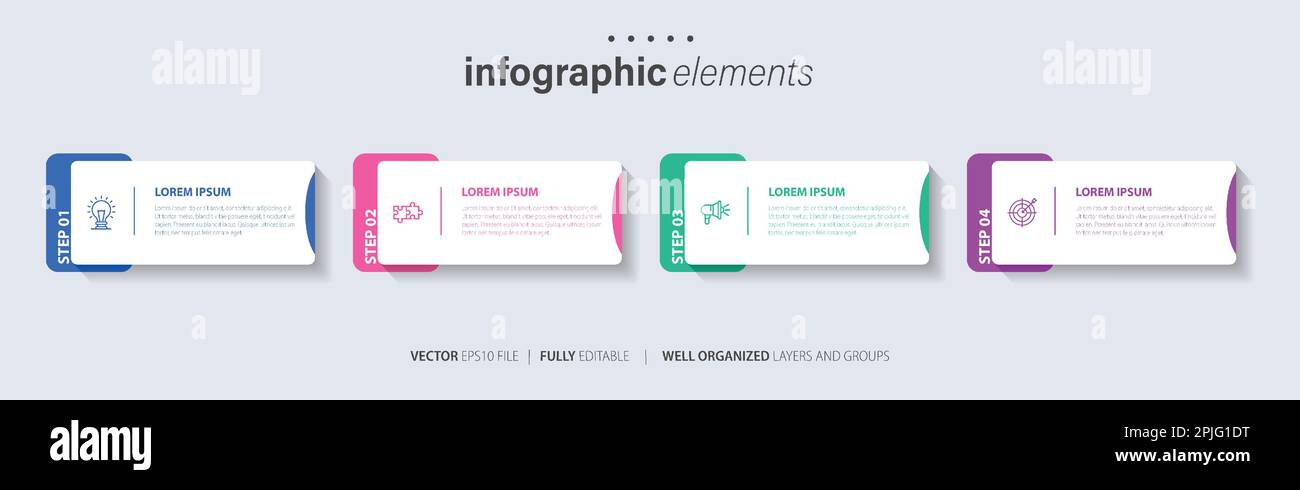 Business data visualization. Process chart. Abstract elements of graph, diagram with steps, options, parts or processes Stock Vector