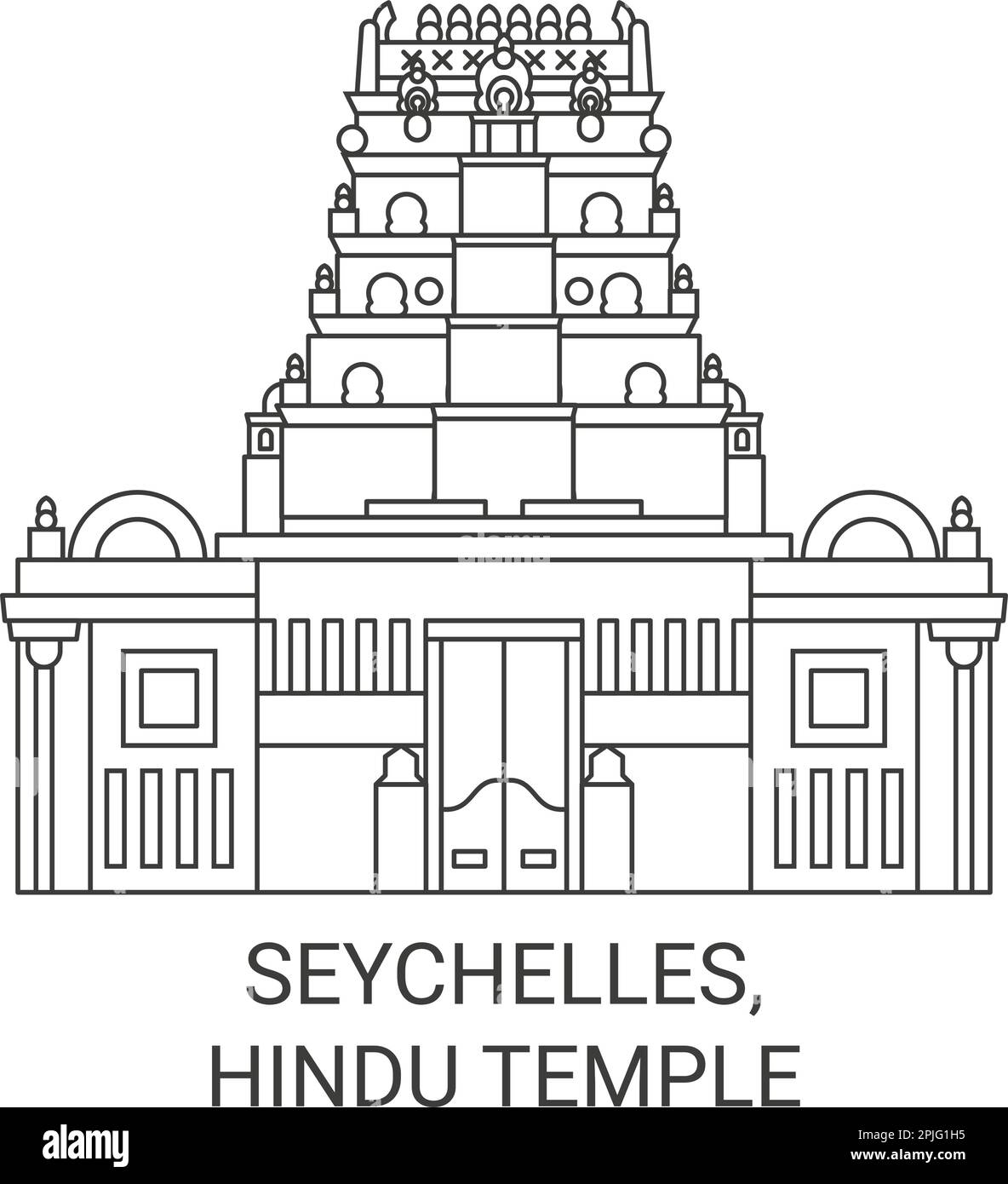 Seychelles, Hindu Temple travel landmark vector illustration Stock