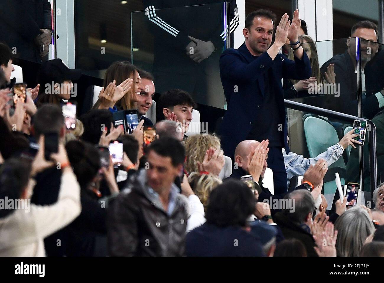 Turin, Italy. 01 April 2023. Former Juventus FC football player Alessandro Del Piero attends the Serie A football match between Juventus FC and Hellas Verona FC. Credit: Nicolò Campo/Alamy Live News Stock Photo