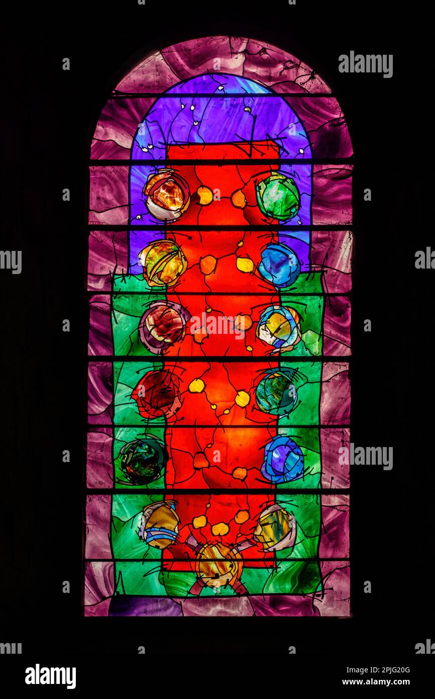Durham stained glass. Stock Photo