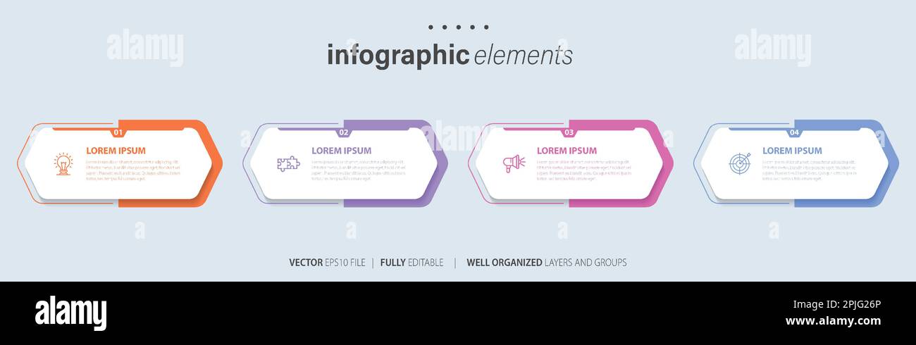 Vector Infographic label design template with icons and 4 options or ...