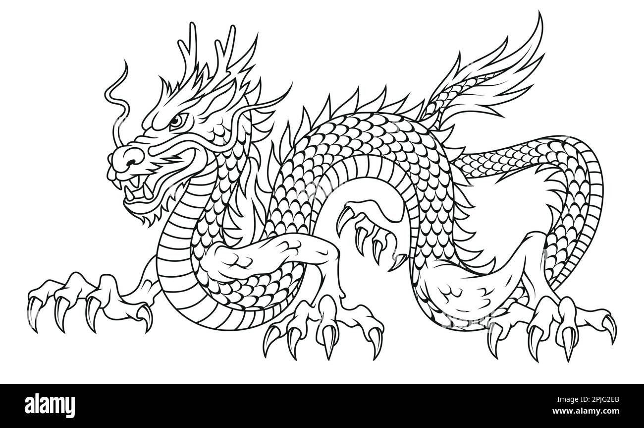 Chinese dragon. Vector illustration sketch of a traditional Chinese