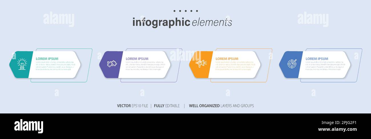 Vector Infographic label design template with icons and 4 options or ...
