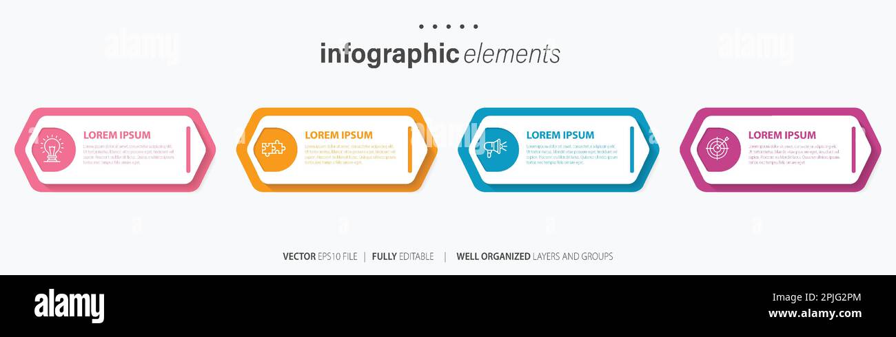 Vector Infographic label design template with icons and 4 options or ...