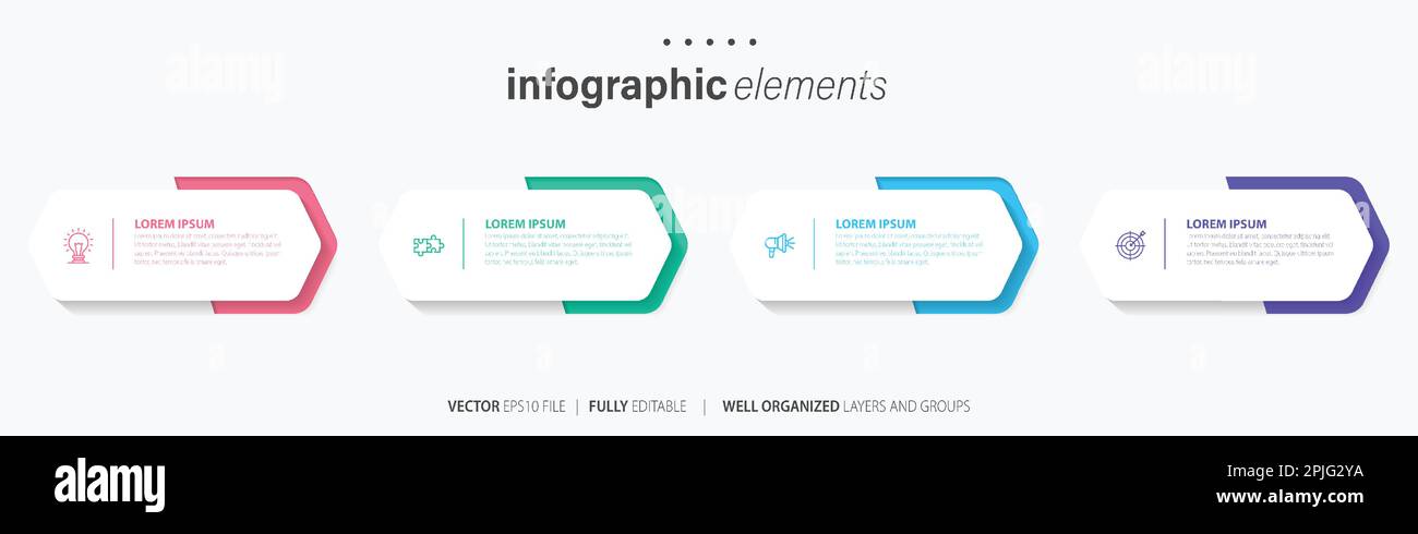 Vector Infographic label design template with icons and 4 options or steps. Can be used for process diagram, presentations, workflow layout and banner Stock Vector