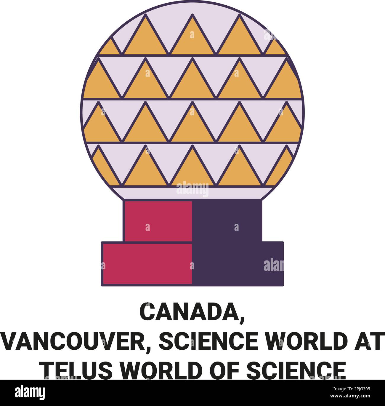 Canada, Vancouver, Science World At Telus World Of Science travel landmark vector illustration Stock Vector
