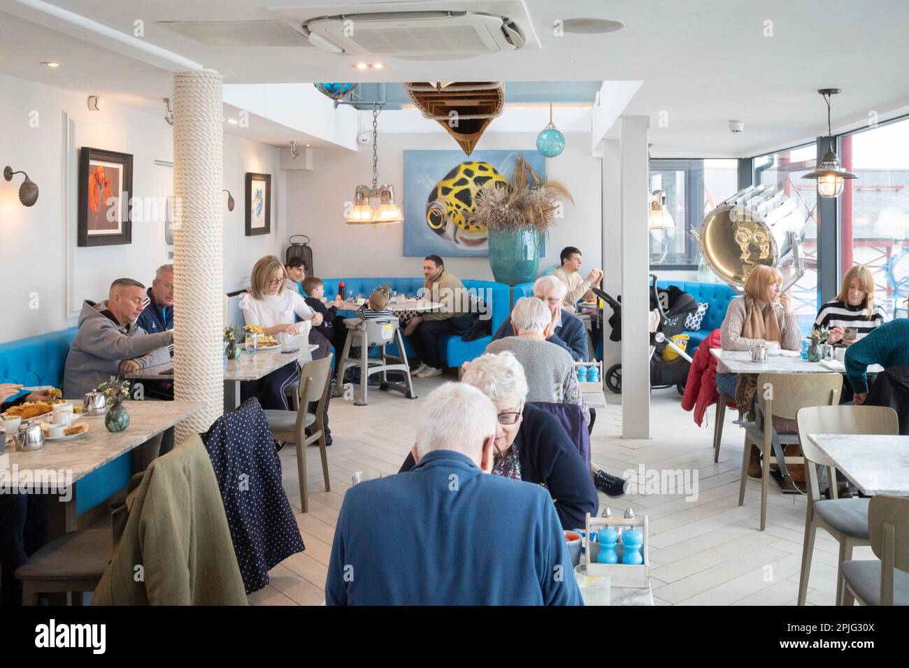 Interior of Seaview Fish and chip restaurant in Saltburn North