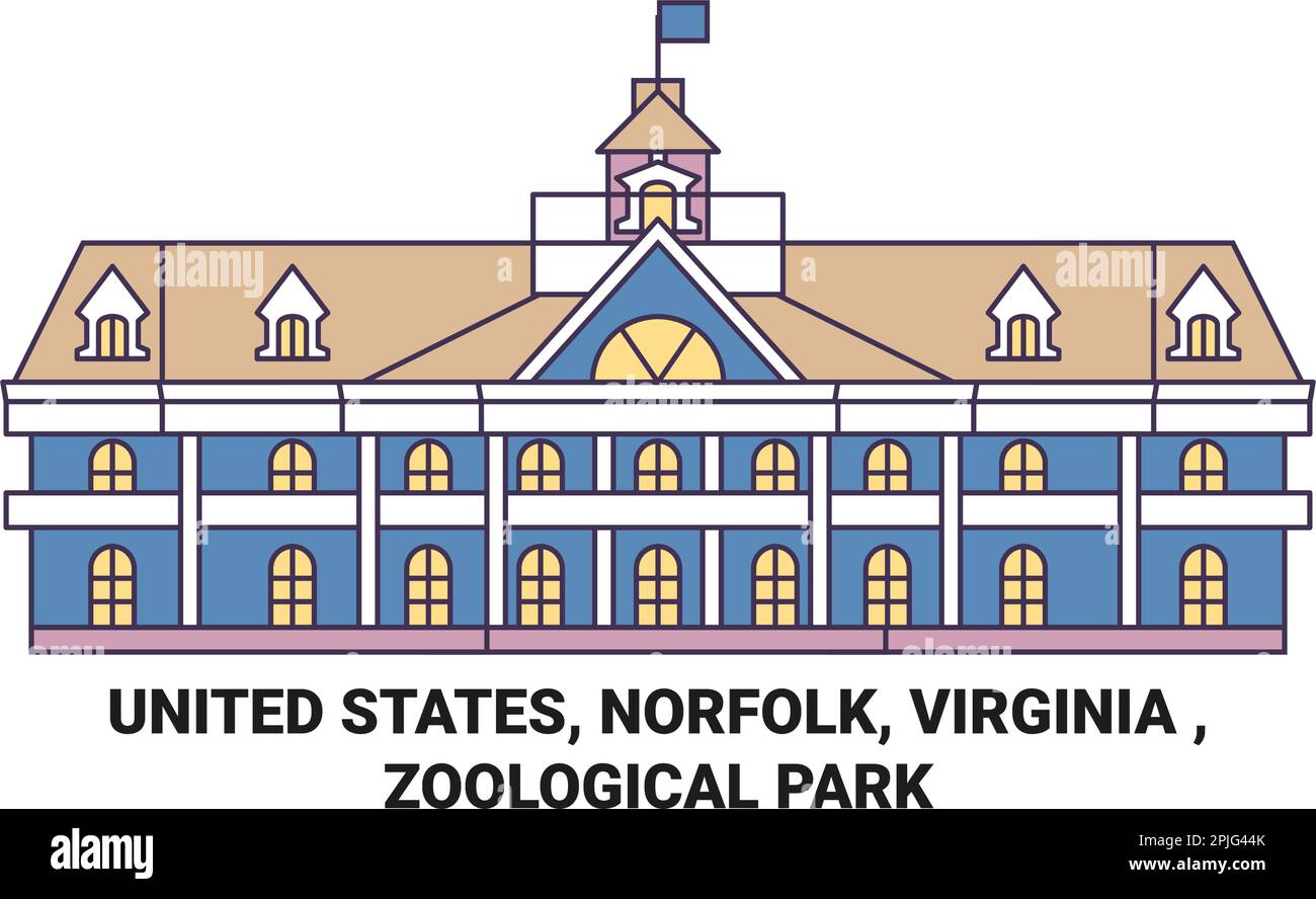 United States, Norfolk, Virginia , Zoological Park travel landmark vector illustration Stock Vector