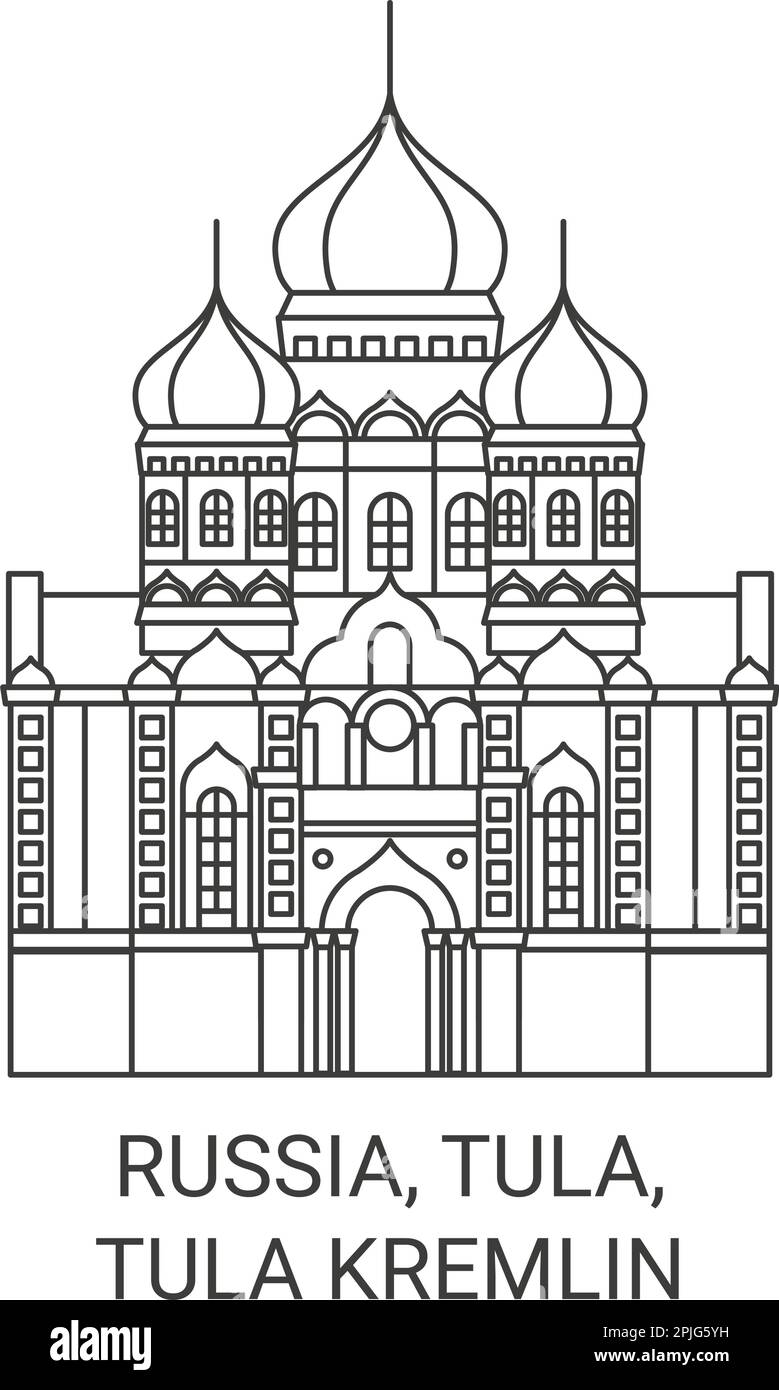 Russia, Tula, Tula Kremlin travel landmark vector illustration Stock ...