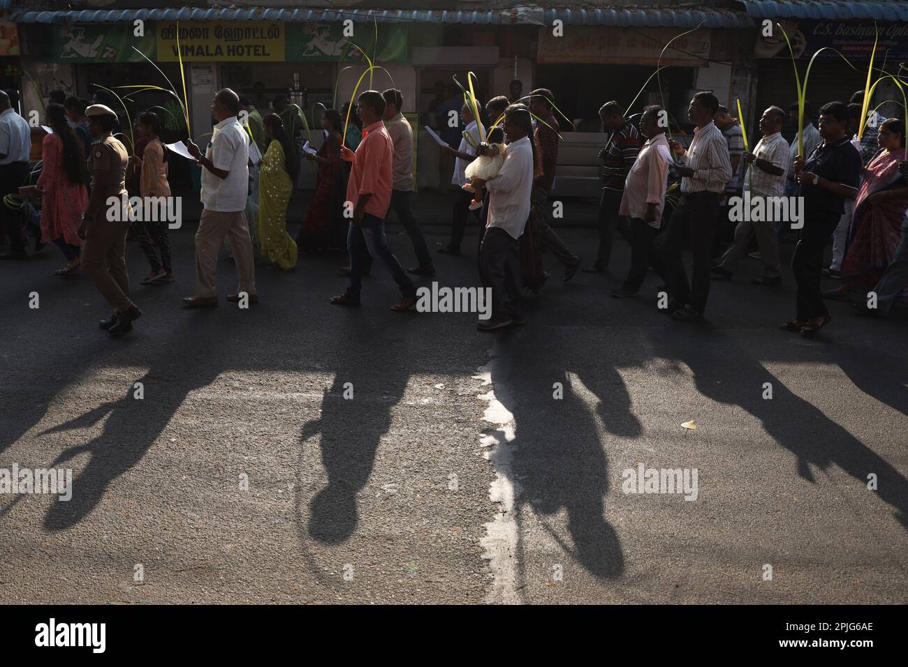 Chennai, Tamil Nadu, India. 2nd Apr, 2023. Christian devotees take part
