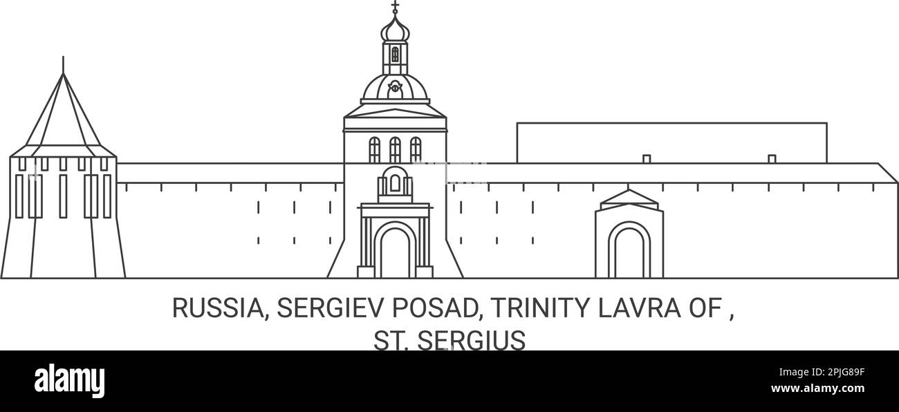 Russia, Sergiev Posad, Trinity Lavra Of St. Sergius travel landmark vector illustration Stock Vector