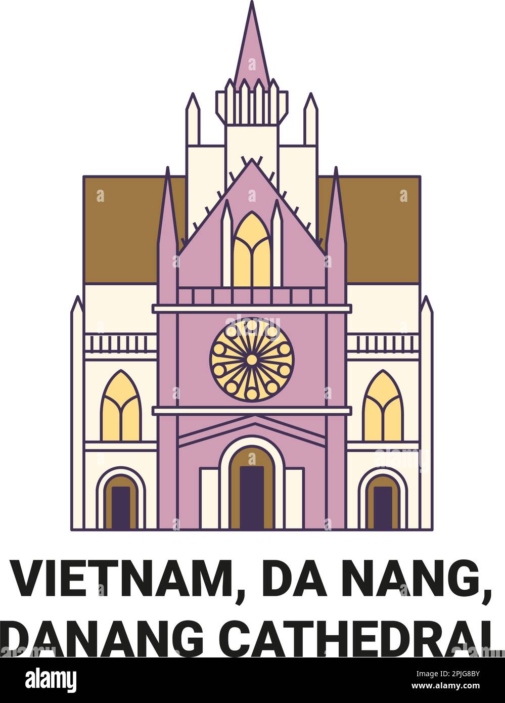 Vietnam, Da Nang, Danang Cathedral travel landmark vector illustration