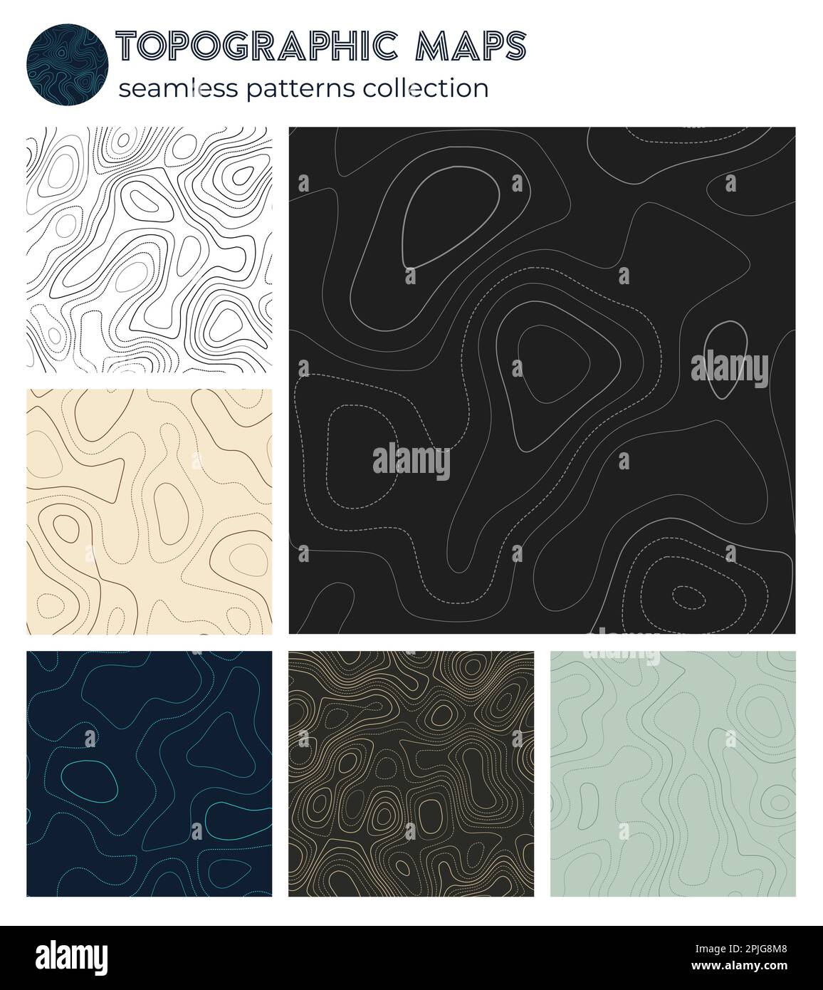 Topographic maps. Awesome isoline patterns, seamless design. Vibrant ...