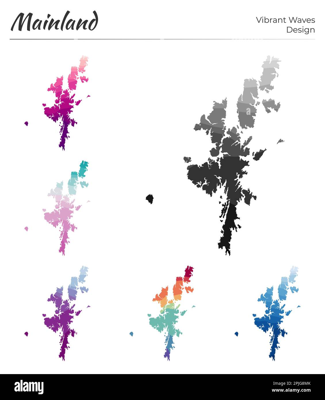 Set of vector maps of Mainland. Vibrant waves design. Bright map of ...