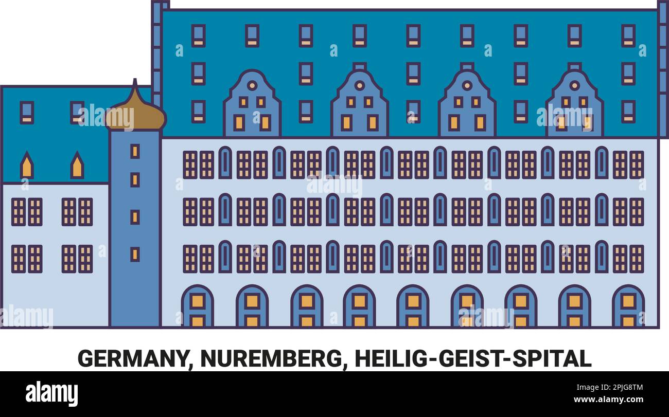 Germany, Nuremberg, Heiliggeistspital travel landmark vector illustration Stock Vector