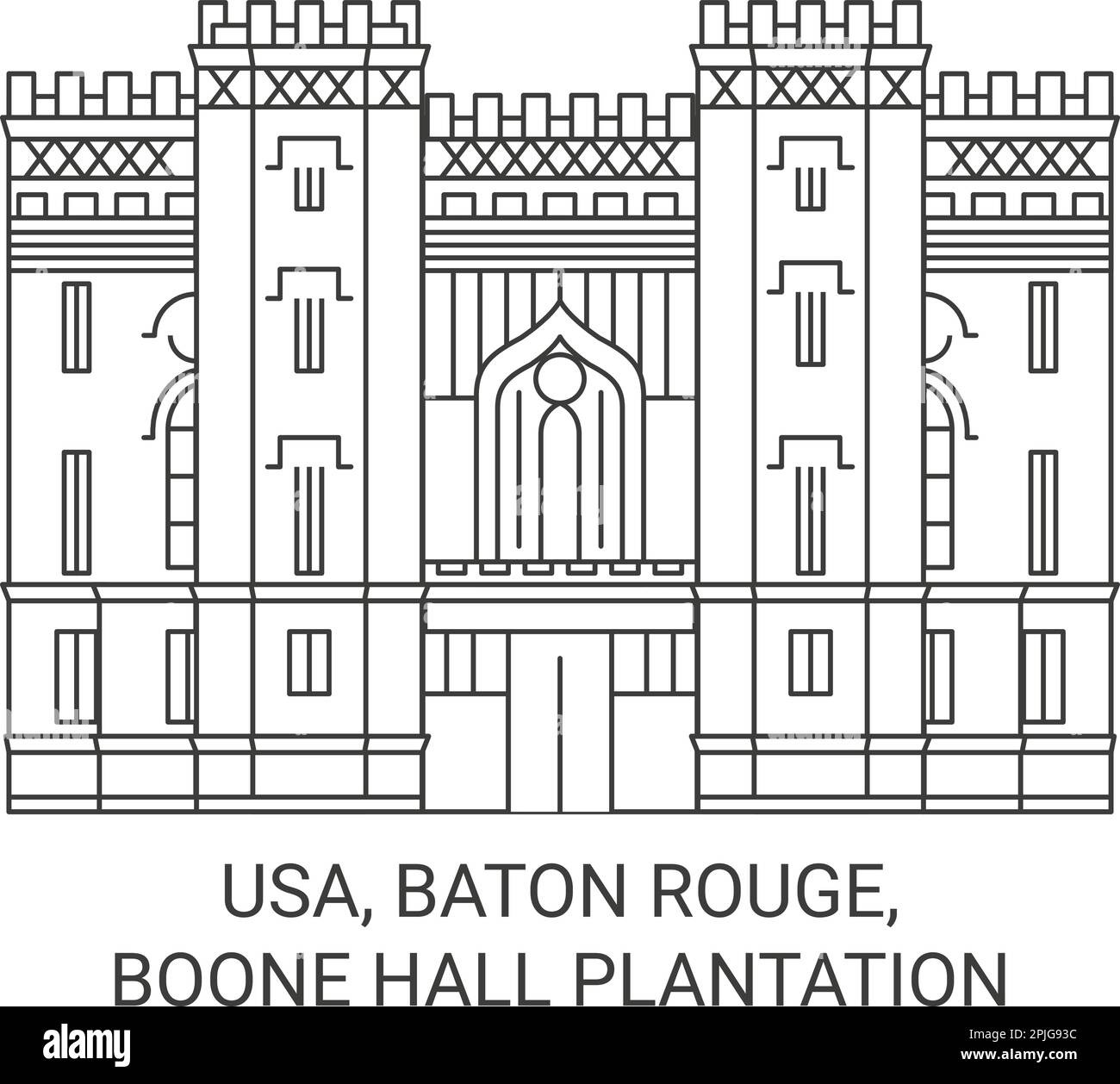 Usa, Baton Rouge, Boone Hall Plantation travel landmark vector illustration Stock Vector
