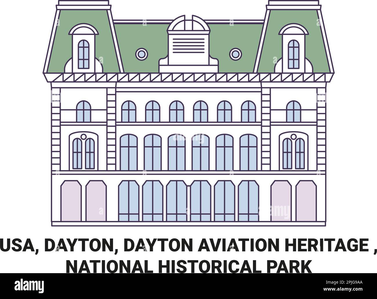 Usa, Dayton, Dayton Aviation Heritage , National Historical Park travel landmark vector illustration Stock Vector