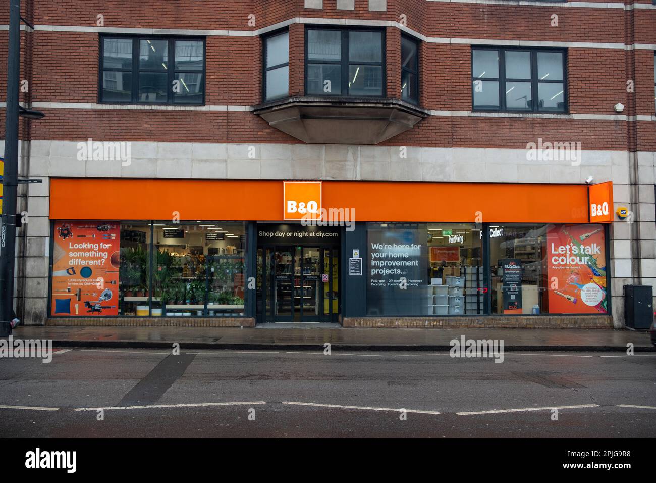 London- February 2023: B & Q hardware local store on Streatham High Street Stock Photo