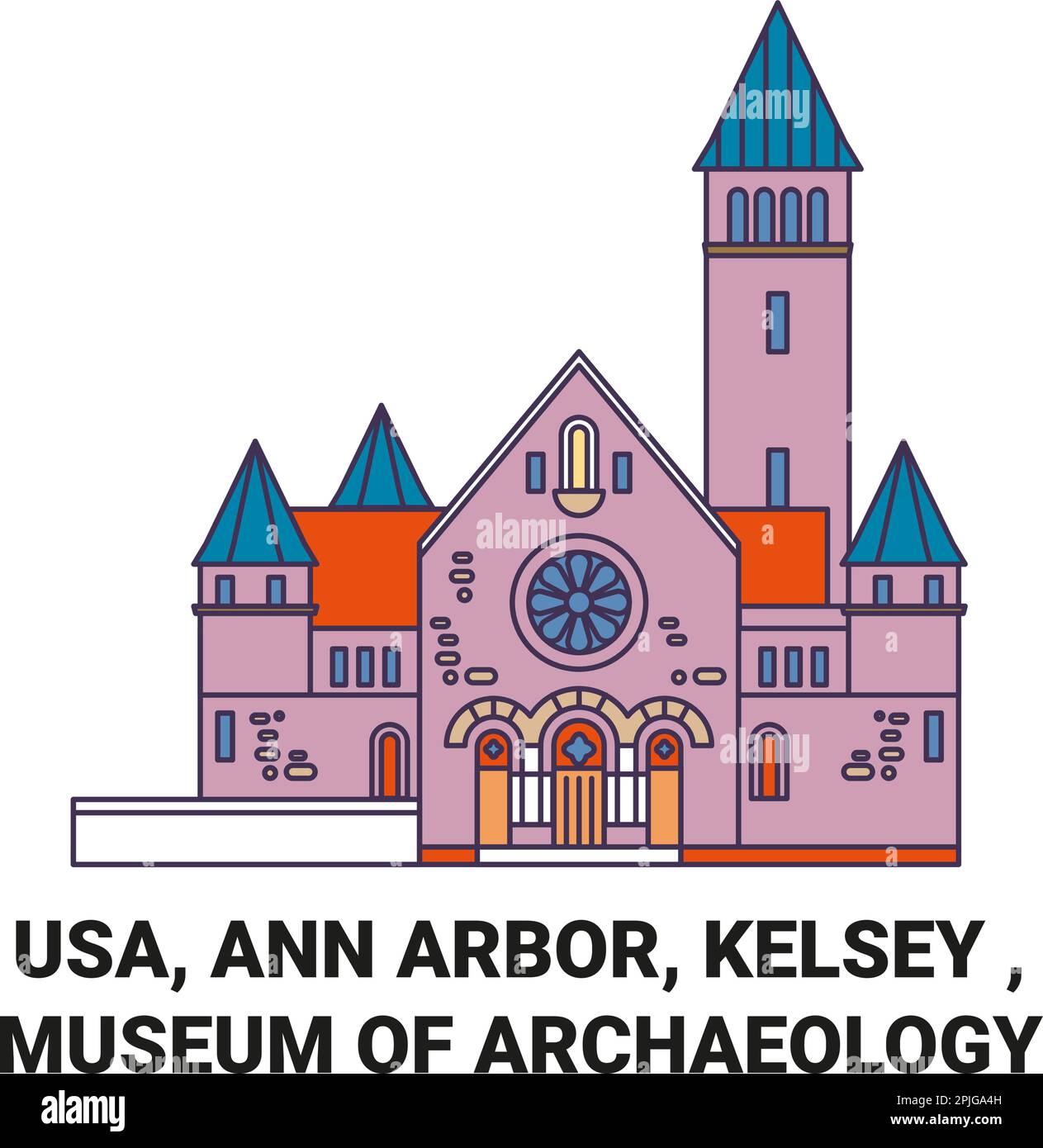 Usa, Ann Arbor, Kelsey , Museum Of Archaeology travel landmark vector