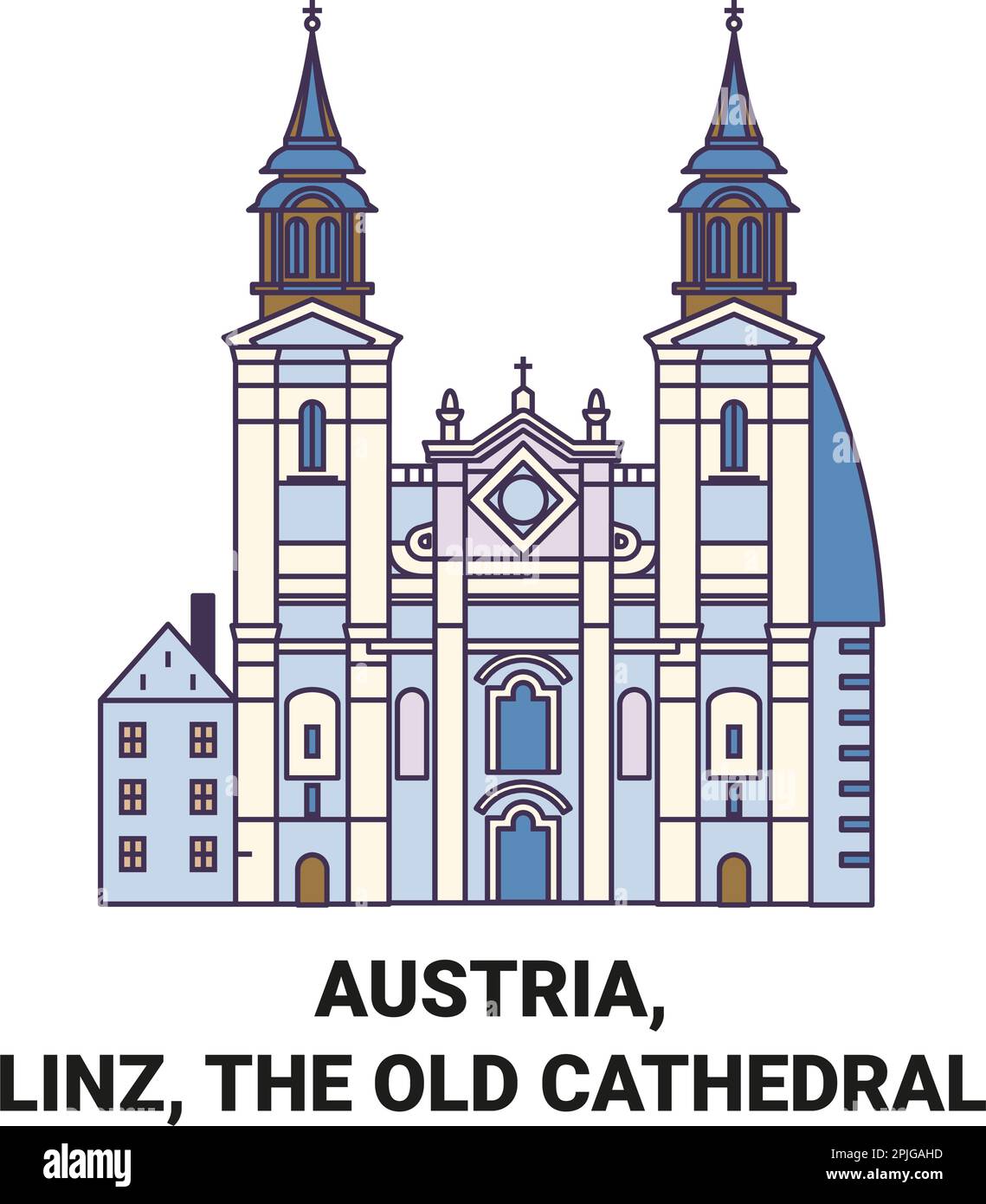 Old cathedral linz aerial Stock Vector Images - Alamy