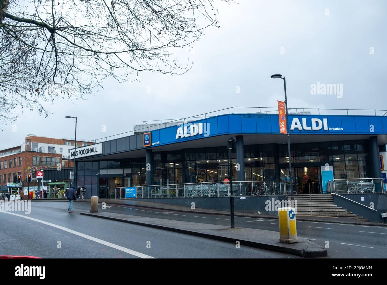 London February 2023 Aldi Supermarket on Streatham High Street Stock