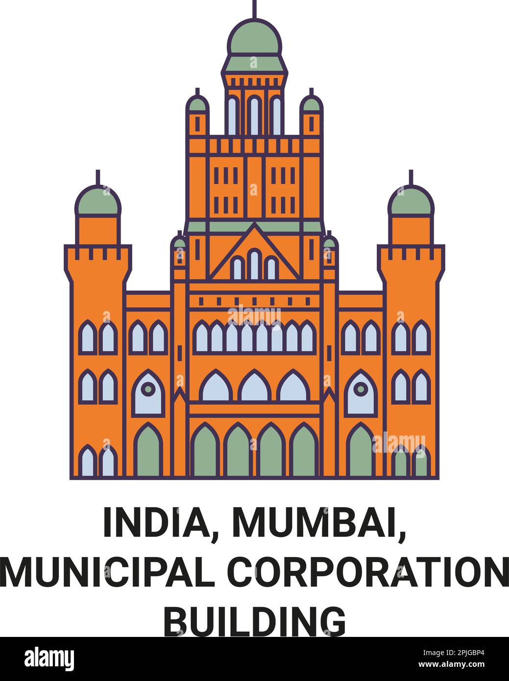 India, Mumbai, Municipal Corporation Building travel landmark vector