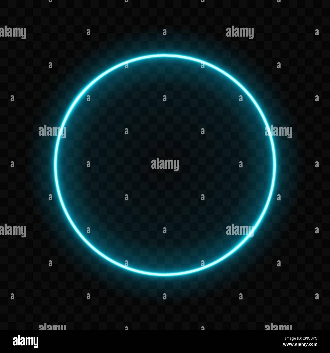 Neon circle. Light glow round blue color isolated on dark background ...