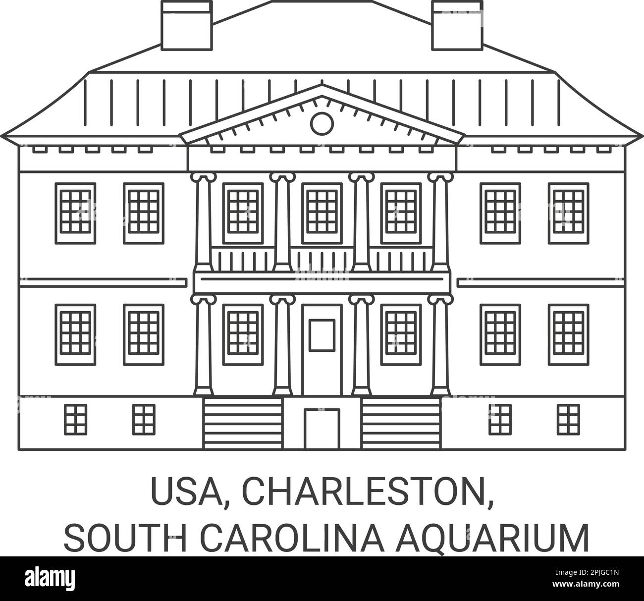 Usa, Charleston, South Carolina Aquarium travel landmark vector