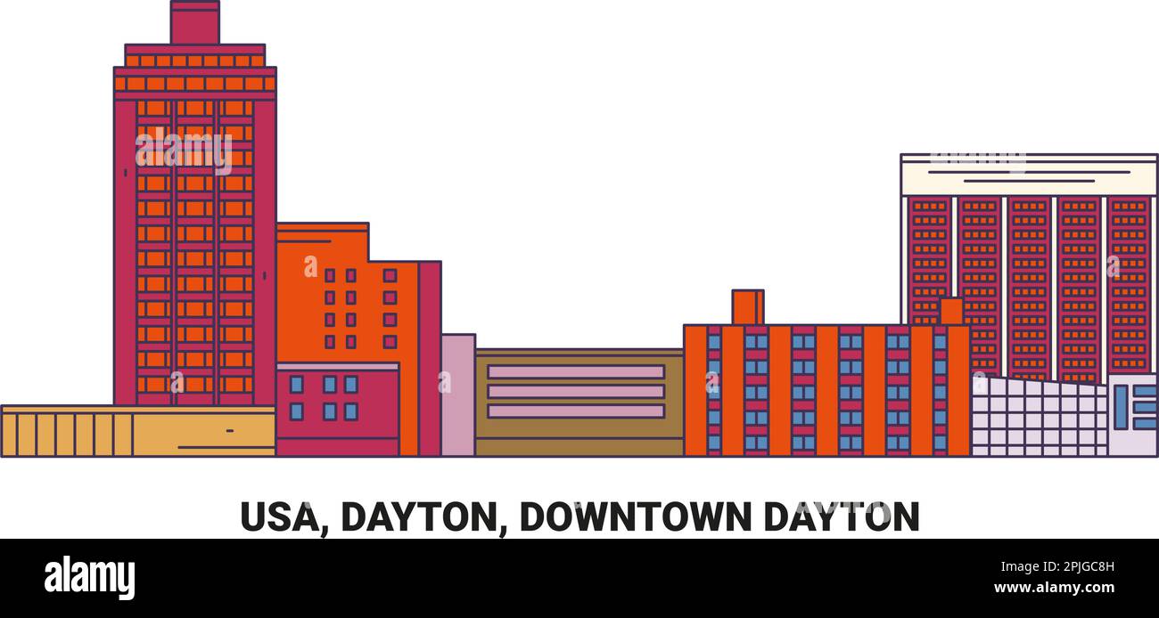 Usa, Dayton, Downtown Dayton, travel landmark vector illustration Stock