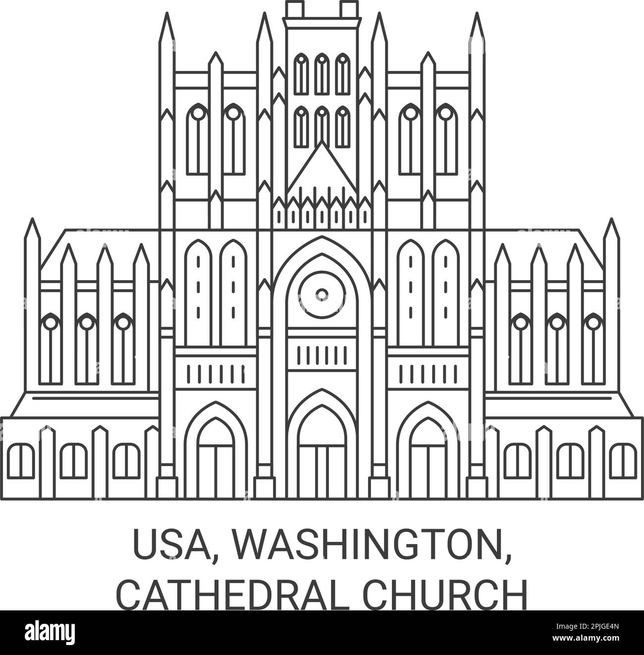 Usa, Washington, Cathedral Church travel landmark vector illustration Stock Vector