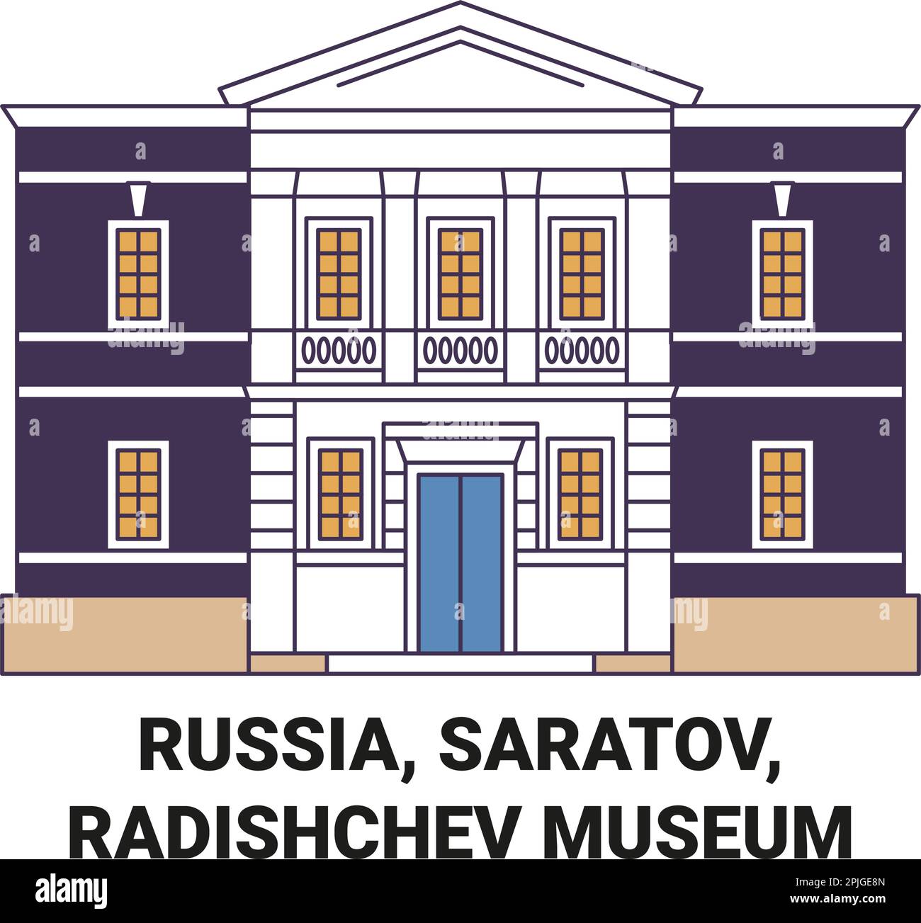 Russia, Saratov, Radishchev Museum travel landmark vector illustration ...