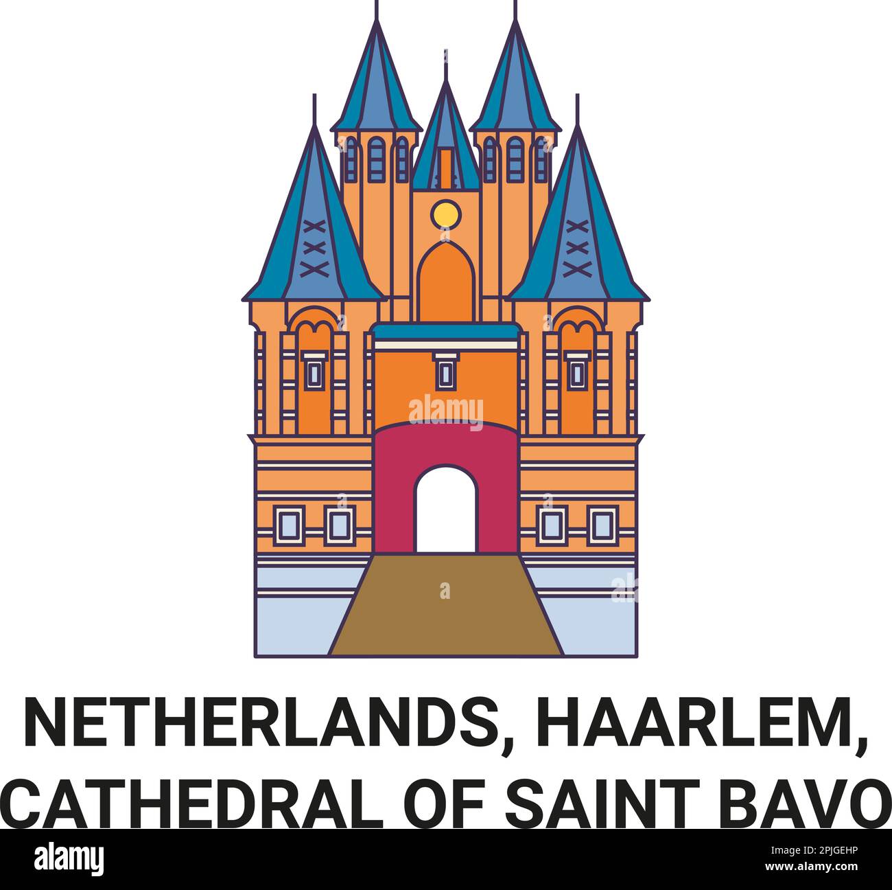 Netherlands Haarlem Cathedral Of Saint Bavo Travel Landmark Vector Illustration Stock Vector 6396